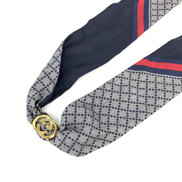 楽天市場】GUCCI グッチ ツイリースカーフ 美品 ネイビー シルク100 
