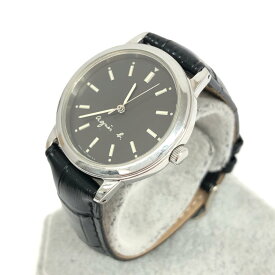 agnes b. アニエスベー 腕時計 クォーツ V701-7000 ブラック/シルバーカラー SS×レザー レディース ウォッチ watch 【中古】