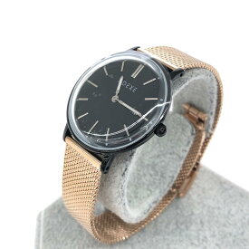 ADEXE アデクス 腕時計 クォーツ 新品同様 2043A-T04 ブラック/ローズゴールドカラー SS レディース ウォッチ watch 【中古】