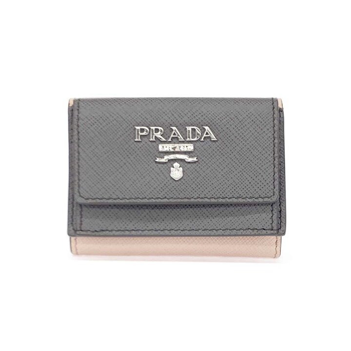 楽天市場】PRADA プラダ 三つ折り財布 新品同様 1MH021 グレー×ピンク 