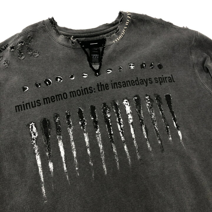 楽天市場】MINUS マイナス ダメージ加工 スウェット 2 グレー メンズ 