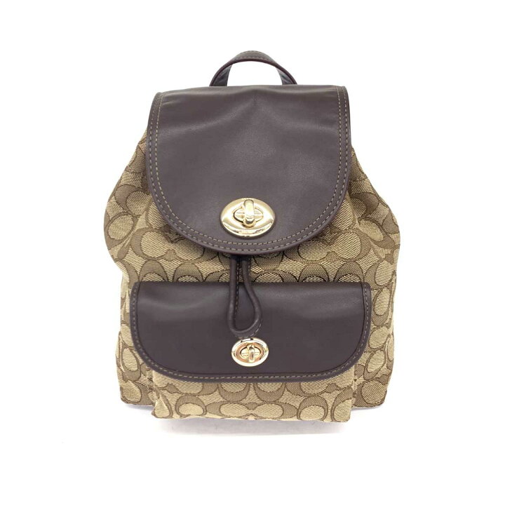 楽天市場】COACH コーチ リュックサック 良好 ベージュ×ブラウン 