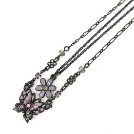 ANNA SUI アナスイ ネックレス 2点 美品 ブラック 2連 バタフライ フラワー レディース accessory アクセサリー 【中古】