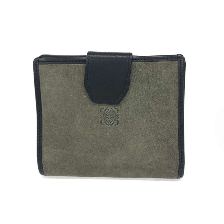楽天市場】LOEWE ロエベ 二つ折り財布 グレー スウェード アナグラム 