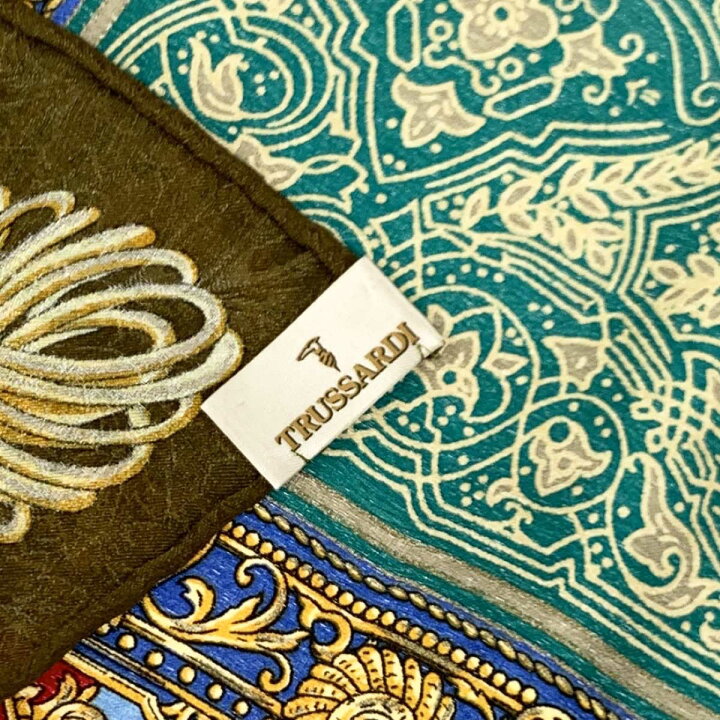 楽天市場】TRUSSARDI トラサルディ スカーフ グリーン×カーキ シルク 