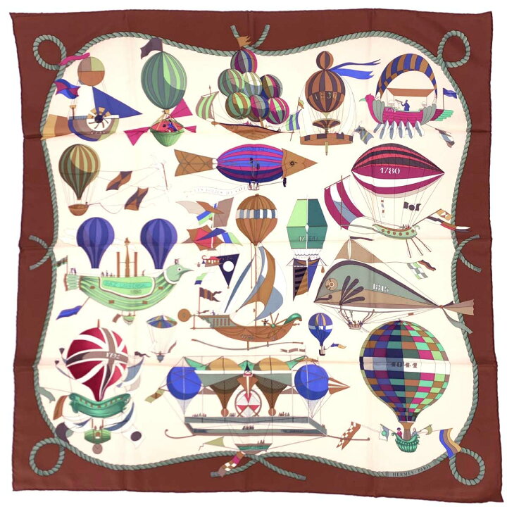 楽天市場】HERMES エルメス カレ90 LES FOLIES DU CIEL スカーフ  