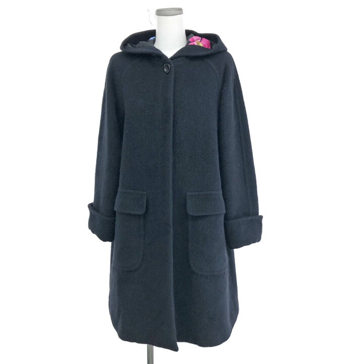 LEONARD レオナール ロングコート サイズ9 ネイビー アンゴラウール  