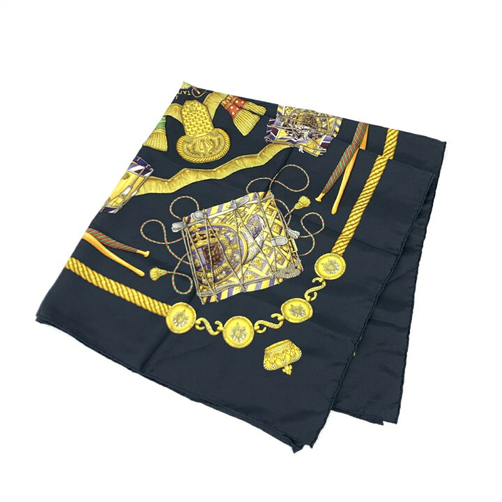 楽天市場】HERMES エルメス スカーフ ブラック シルク100％ LES  