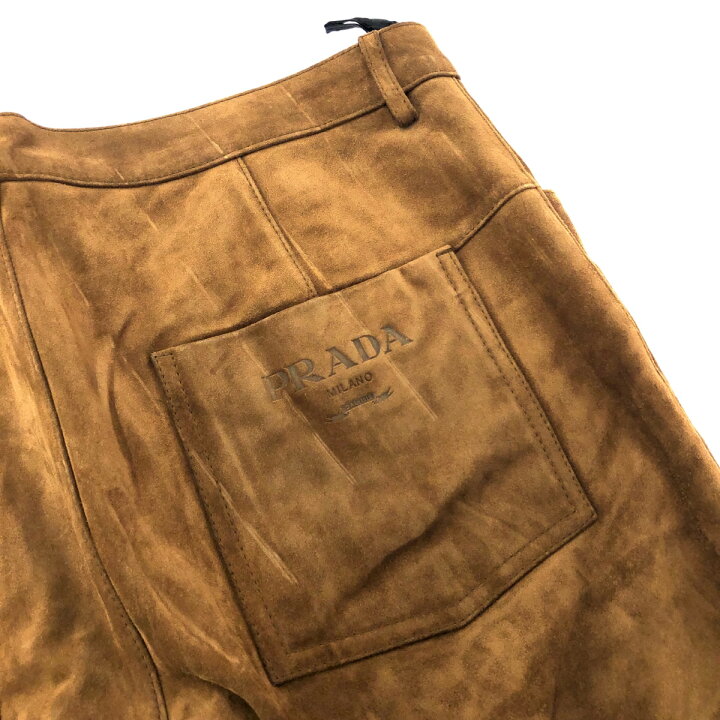 楽天市場】PRADA プラダ レザーパンツ 48 ブラウン メンズ ボトムス 