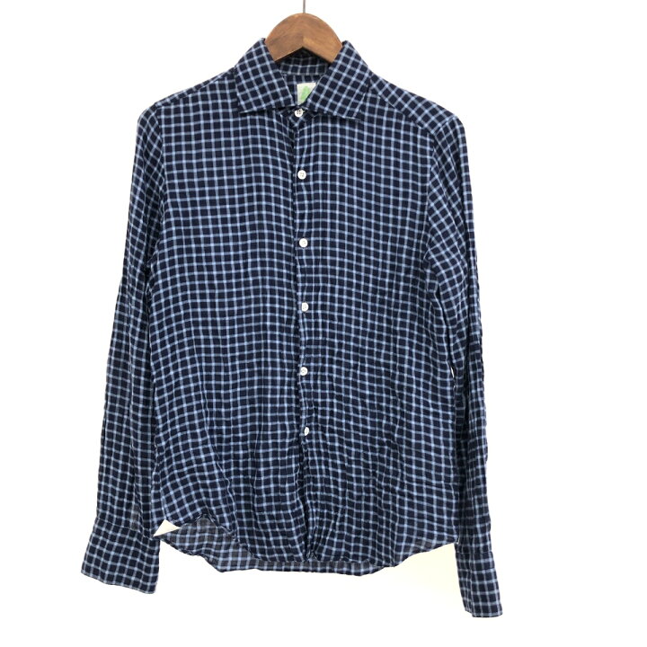 楽天市場】Finamore フィナモレ カッタウェイ シャツ 38 ブルー メンズ 