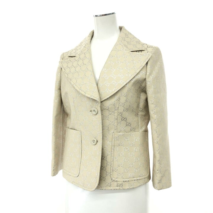 楽天市場】GUCCI グッチ ジャケット 美品 36 ベージュ ウール×シルク  