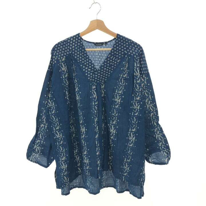 pas de calais パドカレブロックプリントブラウス