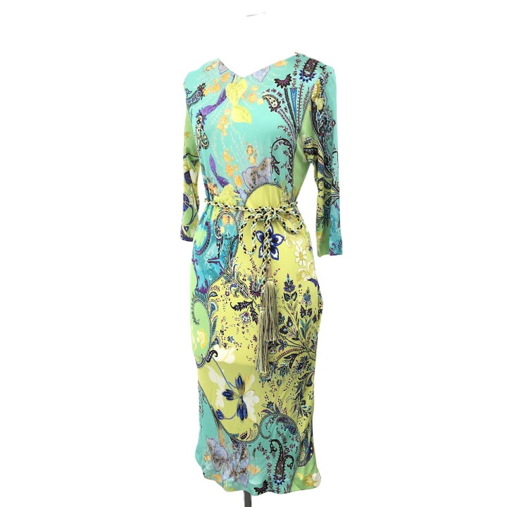 楽天市場】ETRO エトロ 七分袖ワンピース サイズ38 グリーン シルク100 