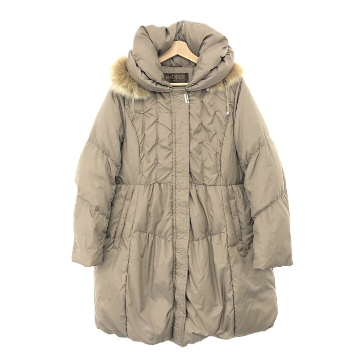 楽天市場】BALMAIN PARIS バルマン フード付きダウンコート M ブラウン  