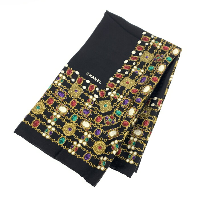 楽天市場】CHANEL シャネル スカーフ 良好 ブラック シルク100  