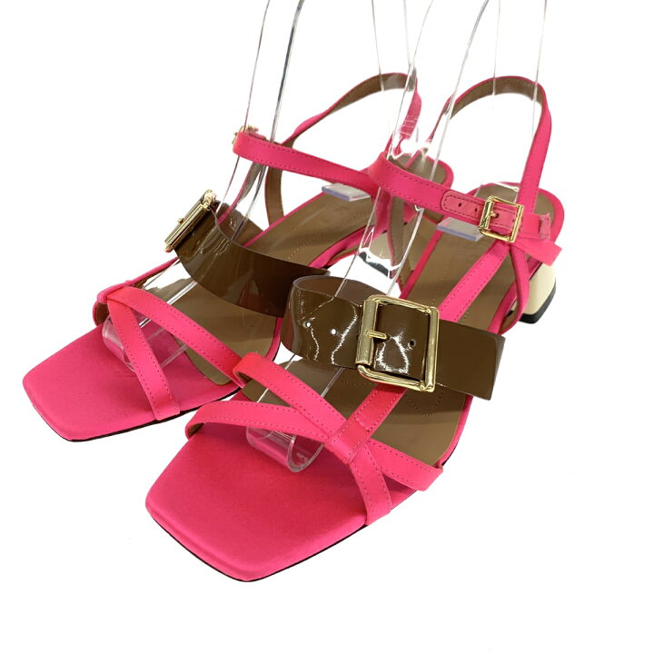 楽天市場】MARNI マルニ サンダル 未使用品 37 ピンク レザー×サテン 