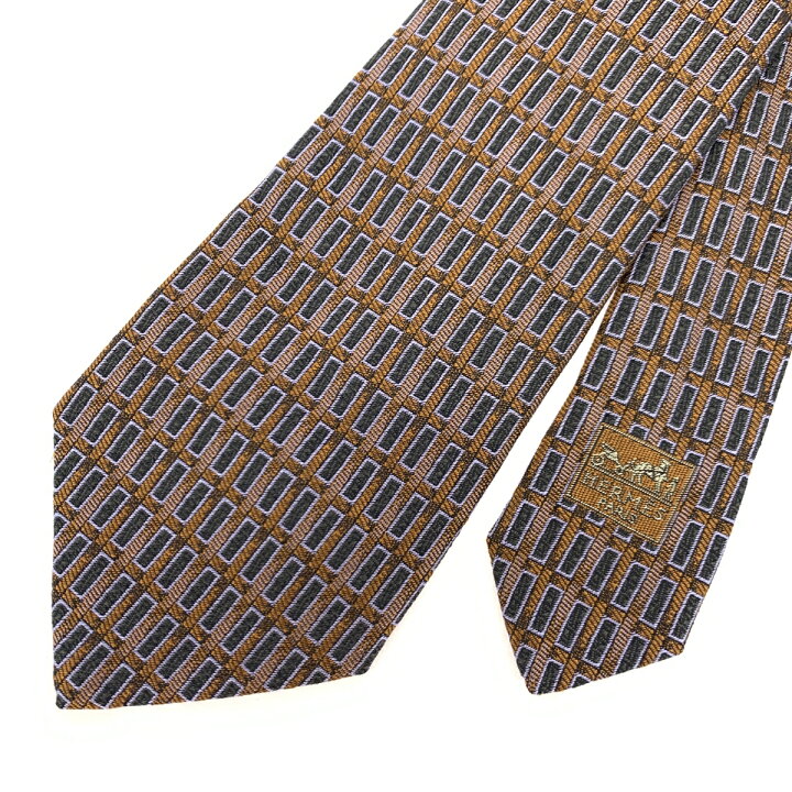 楽天市場】HERMES エルメス ネクタイ 良好 ブラウン シルク100％ 総柄  