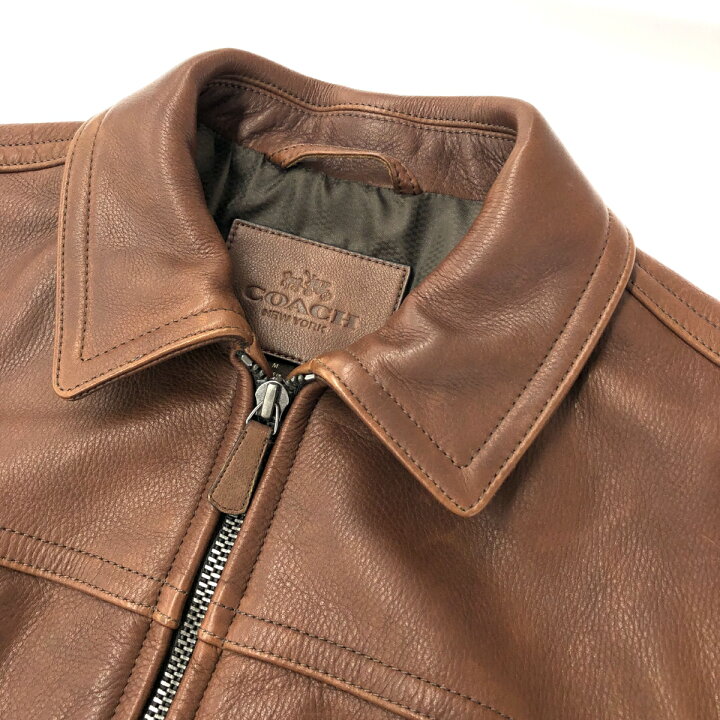 楽天市場】COACH コーチ シングル レザージャケット M ブラウン 牛革 
