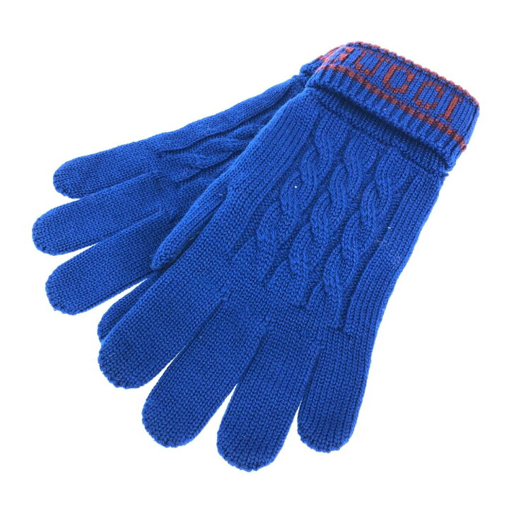 楽天市場】GUCCI グッチ 手袋 ブルー レザー・ニット レディース 手袋  