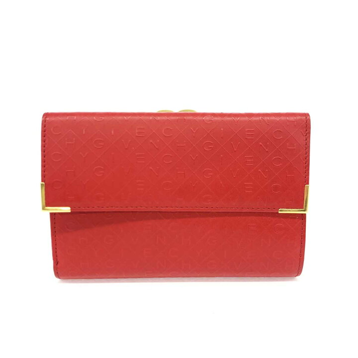 楽天市場】GIVENCHY ジバンシィ 財布 美品 レッド レザー ロゴ型押し 