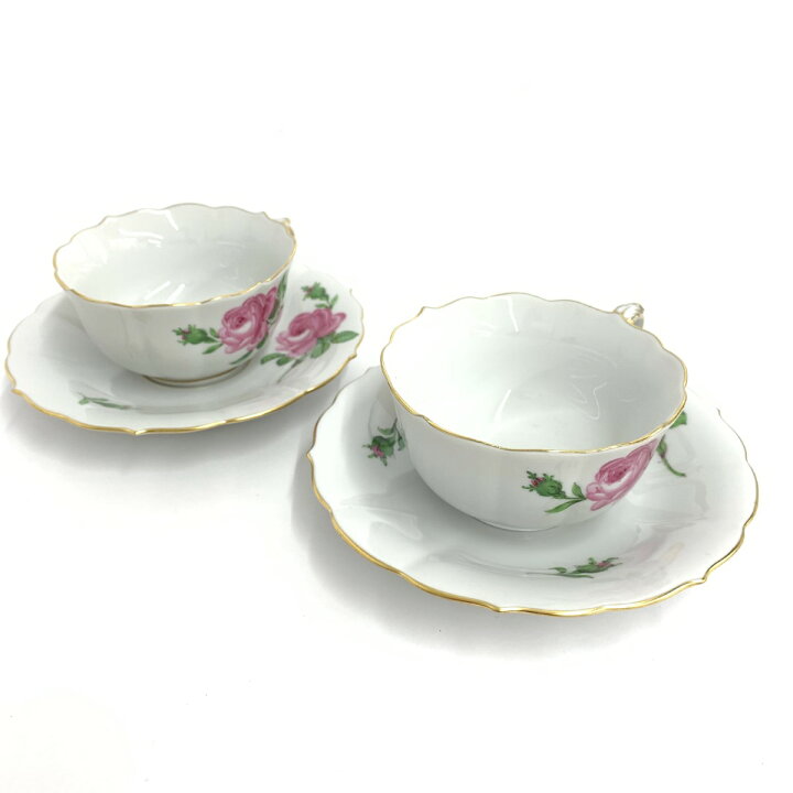 楽天市場】Meissen マイセン ピンクローズ カップ＆ソーサー 2客セット 