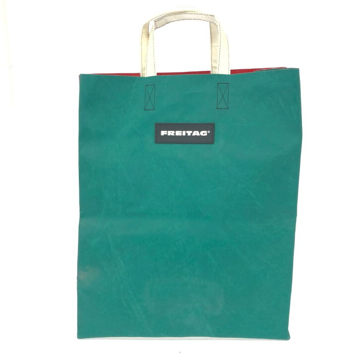 フライターグ FREITAG トートバッグ PVC USED加工 総柄 ロゴ 緑  
