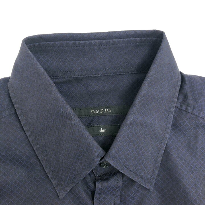 楽天市場】GUCCI グッチ 長袖シャツ サイズ:15 1/2 ネイビー メンズ 総  