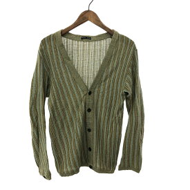 frank leder フランクリーダー ストライプ カーディガン サイズ:S カーキ コットンリネン メンズ トップス 【中古】