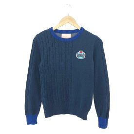 Samantha Thavasa サマンサタバサ 長袖ニット サイズ:S ネイビー レディース バックロゴ ロゴワッペン トップス セーター 【中古】