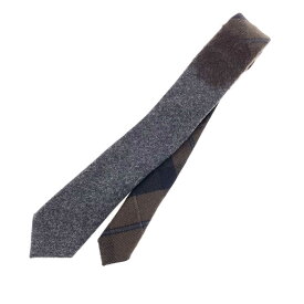 FENDI フェンディ ネクタイ 良好 グレー×ブラウン ウール カシミヤ ナロー チェック メンズ イタリア製 ビジネス 服飾小物 【中古】