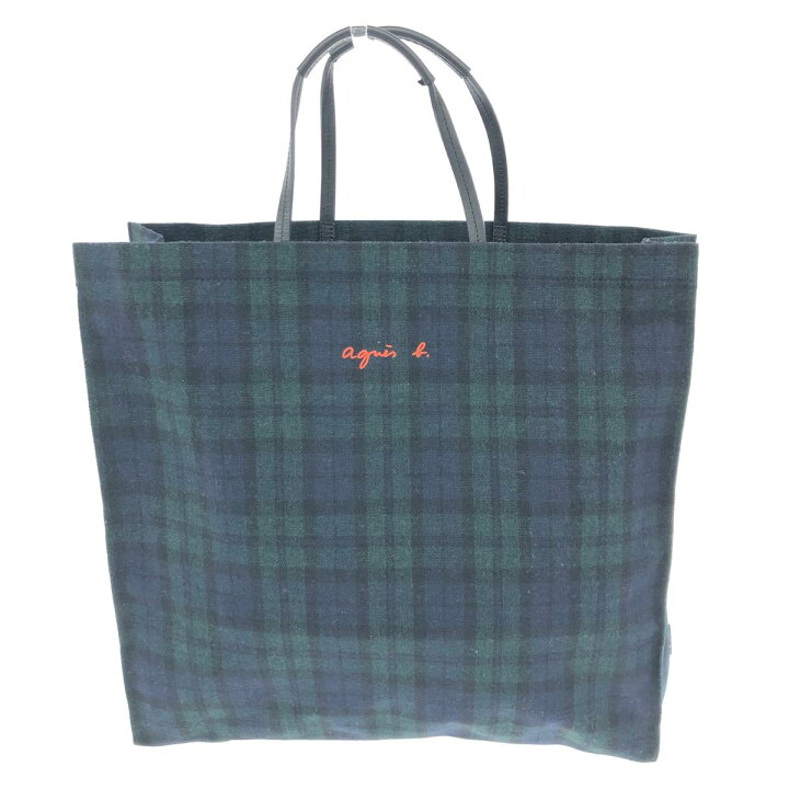 楽天市場】agnes b. アニエスベー トートバッグ ネイビー タータン 