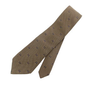 FENDI フェンディ ネクタイ ブラウン シルク100％ ズッカ ボーダー メンズ イタリア製 ビジネス 服飾小物 【中古】