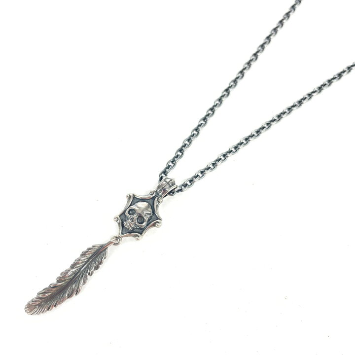 楽天市場】シルバーアクセサリー SVネックレス スカル フェザー 925 