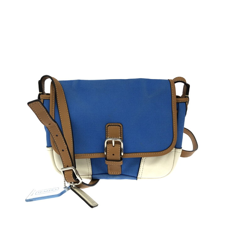 楽天市場】COACH コーチ ミニショルダーバッグ ブルー キャンバス 