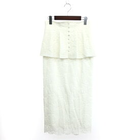 Herlipto ハーリップトゥ Rosa Lace Peplum Skirt 良好 サイズ:M レース/ロング 1231304039 ホワイト レディース【中古】