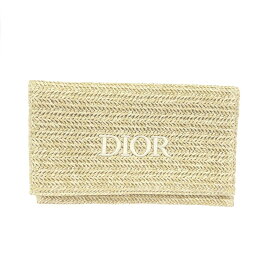 Christian Dior クリスチャンディオール クラッチバッグ ポーチ 美品 DIORロゴ ノベルティ ストロー Dior BEAUTY ベージュ レディース【中古】