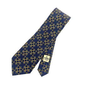 FENDI フェンディ ネクタイ ズッカ/FFロゴ シルク100％ ネイビー メンズ【中古】