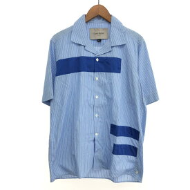 Casely Hayford ケイスリーヘイフォード 半袖オープンカラーシャツ 良好 サイズ:M ストライプ ブルー メンズ【中古】