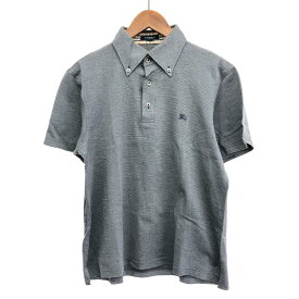 BURBERRY LONDON バーバリーロンドン 半袖ポロシャツ サイズ:L ホース刺繍 グレー メンズ【中古】