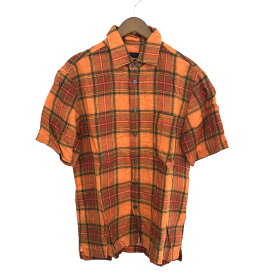 GRIFFIN グリフィン 半袖シャツ 良好 サイズ:M リネン/チェック/レギュラーカラー/リネン オレンジ メンズ【中古】