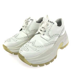 PRADA プラダ 厚底スニーカー 表記サイズ:25.5 レザー ホワイト レディース【中古】