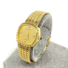 ELGIN エルジン 腕時計 クォーツ 4Pダイヤ/SS/ FK267 ゴールドカラー レディース【中古】