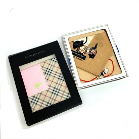 BURBERRY LONDON バーバリーロンドン ハンカチ2枚セット 未使用品 ピンク/ベージュ ユニセックス【中古】