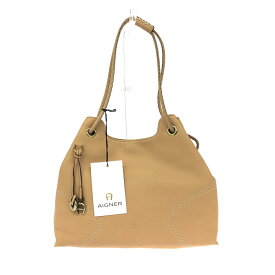 AIGNER アイグナー トートバッグ 新品同様 ステッチ/ロゴ/レザー/ キャメル ユニセックス【中古】