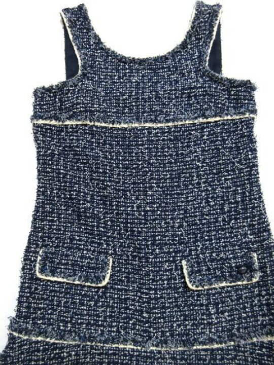 楽天市場】シャネル 15Pフリンジツイード裾フレアーワンピース CHANEL 