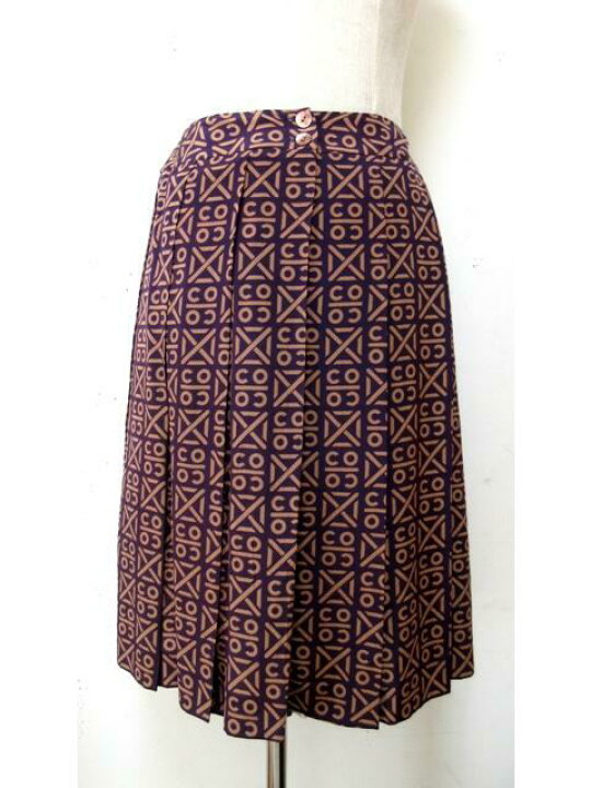 楽天市場】シャネル 00Aロゴ総柄プリントシルクプリーツスカート  