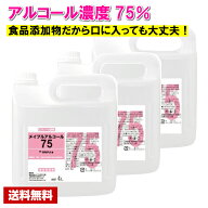 【送料無料】 アルコール除菌剤 濃度75度 メイプルアルコール 75 4L×3本 ノズル付き ケース販売 詰め替…