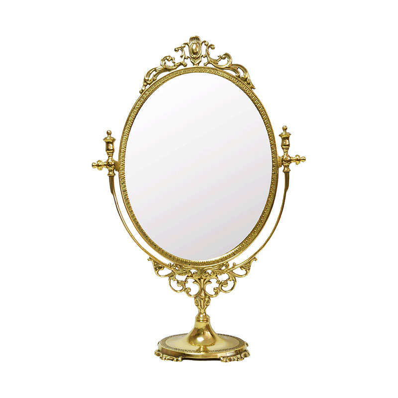 スタンドミラー 卓上ミラー ゴールド 真鍮 鏡 アンティーク調 クラシック イタリア製 横幅32.5×奥行き10.5×高さ48.5cm