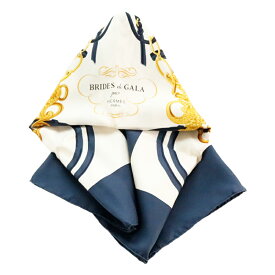 【中古】エルメス スカーフ カレ90 レディース BRIDES de GALA ネイビー HERMES