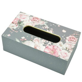 ティッシュボックス ケース おしゃれ ボックスティッシュカバー 花柄 バラ柄 インテリア フラワー ピンク グレー 全2色